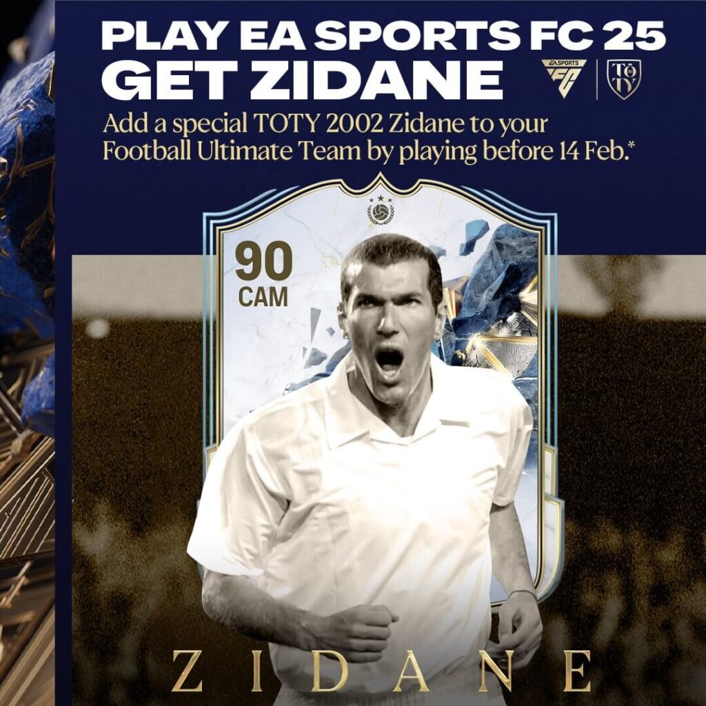 FC 25: ottieni Zidane 90 giocando entro il 14 febbraio