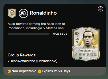 FC 25: requisiti SCR Ronaldinho Icona Base