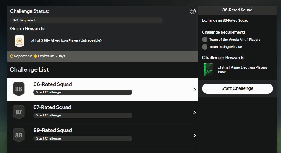 FC 25: requisiti SCR Icona Mista a scelta 88+ durante i TOTY