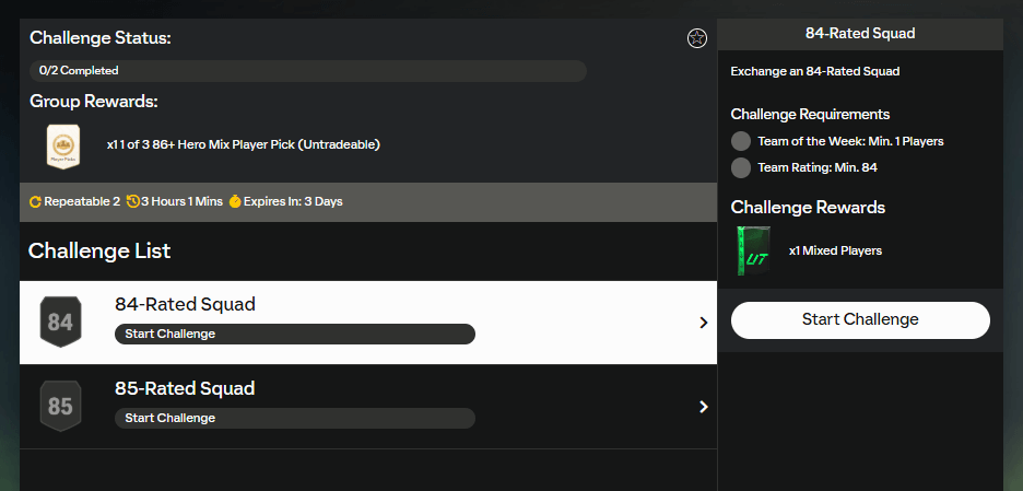 FC 25: requisiti SCR scelta Eroe misto 86+