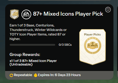 FC 25: 87+ mixed icon player pick SBC