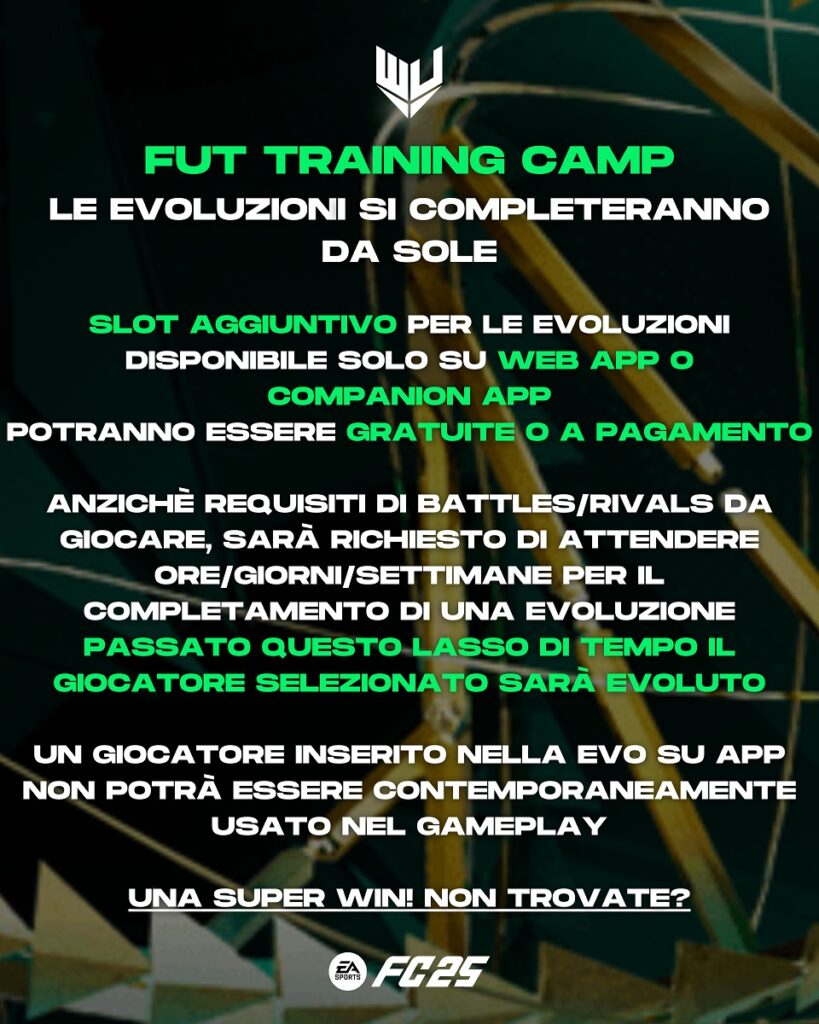 FC 25: come funzionano le evo in Training Camp