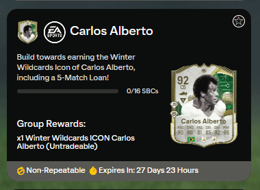 FC 25: requisiti SCR Carlos Alberto 92 Icona Jolly Invernale