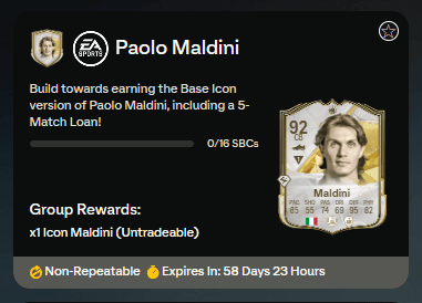 FC 25: requisiti SCR Maldini Icona base