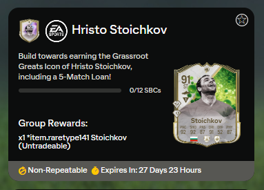 FC 25: requisiti SCR Stoichkov Icona Grassroot Greats