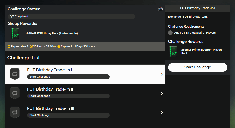 FC 25: requisiti SCR FUT Birthday 89+ garantito
