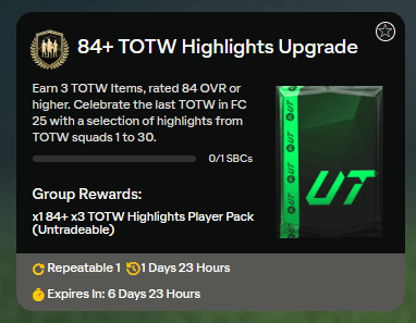 FC 25: 84+ x3 TOTW SBC upgrade