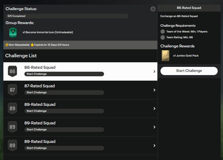 FC 25: FUT Immortals Icon evo SBC