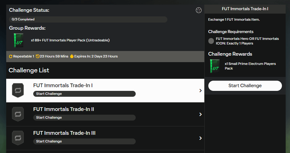 FC 25: requisiti SCR FUT Immortals garantito 89+