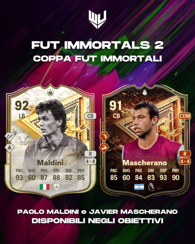 FC 25: Maldini e Mascherano Immortals obiettivi
