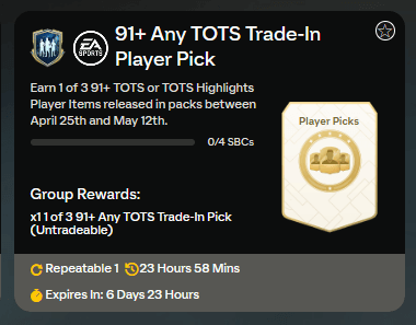 FC 25: requisiti SCR any TOTS trade-in player pick