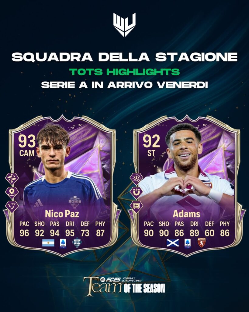 FC 25: Nico Paz e Adams TOTS Highlights cards prediction