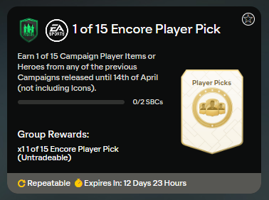 FC 25 TOTS: 1 di 15 giocatore a scelta campagna misto SBC