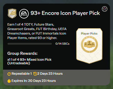 FC 25 TOTS Liga: SCR Icona mista a scelta 93+