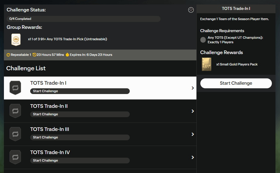 FC 25: requisiti SCR scambio TOTS 91+
