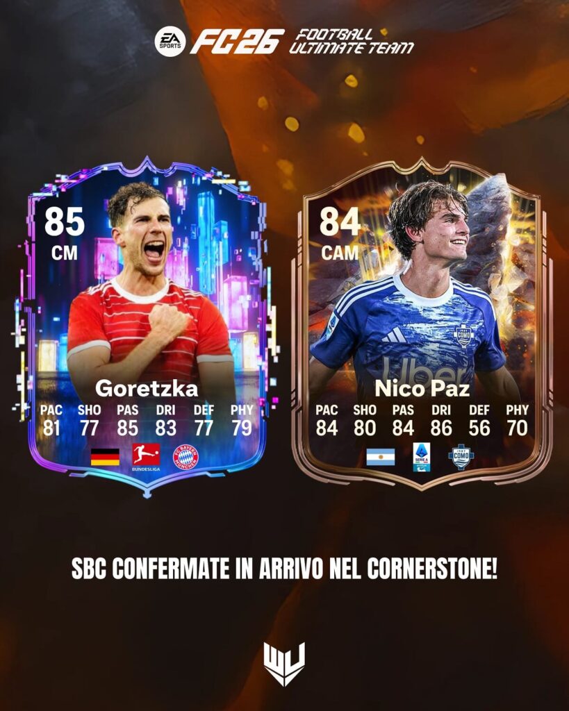 Goretzka Flashback SBC e Nico Paz SCR Cornerstone