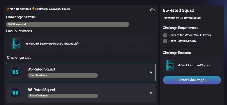 Requisiti SCR Eroe max 86 su FC 26