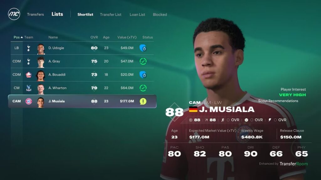 Musiala nella carriera di FC 27