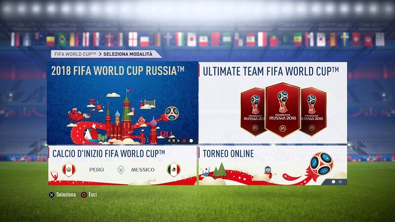 FIFA 18 World Cup, il menù dell'aggiornamento gratuito