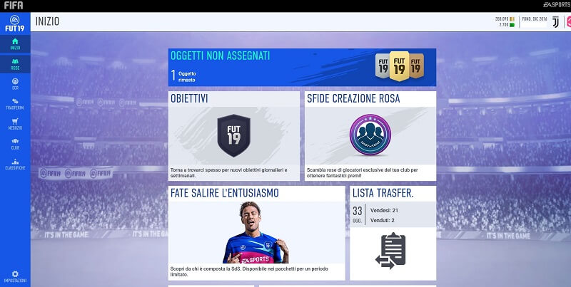 FIFA 19 Ultimate Team Web App, accesso al gioco