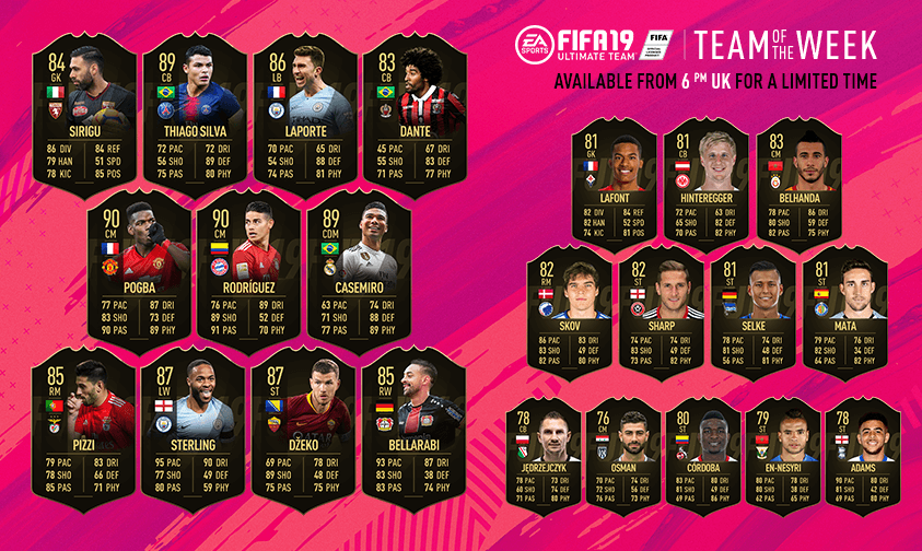 TOTW 22 – Team of the Week 22 con Sterling e Pogba in FIFA 19