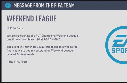 FIFA 19: torna la Weekend League il 20 marzo