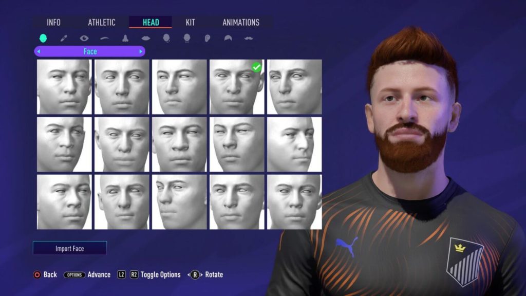FIFA 21: PRO Club face editor