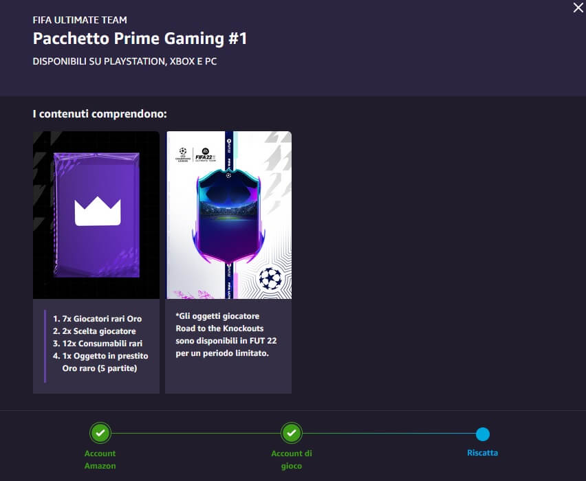 FUT 22: collegamento Twitch Prime Gaming completato