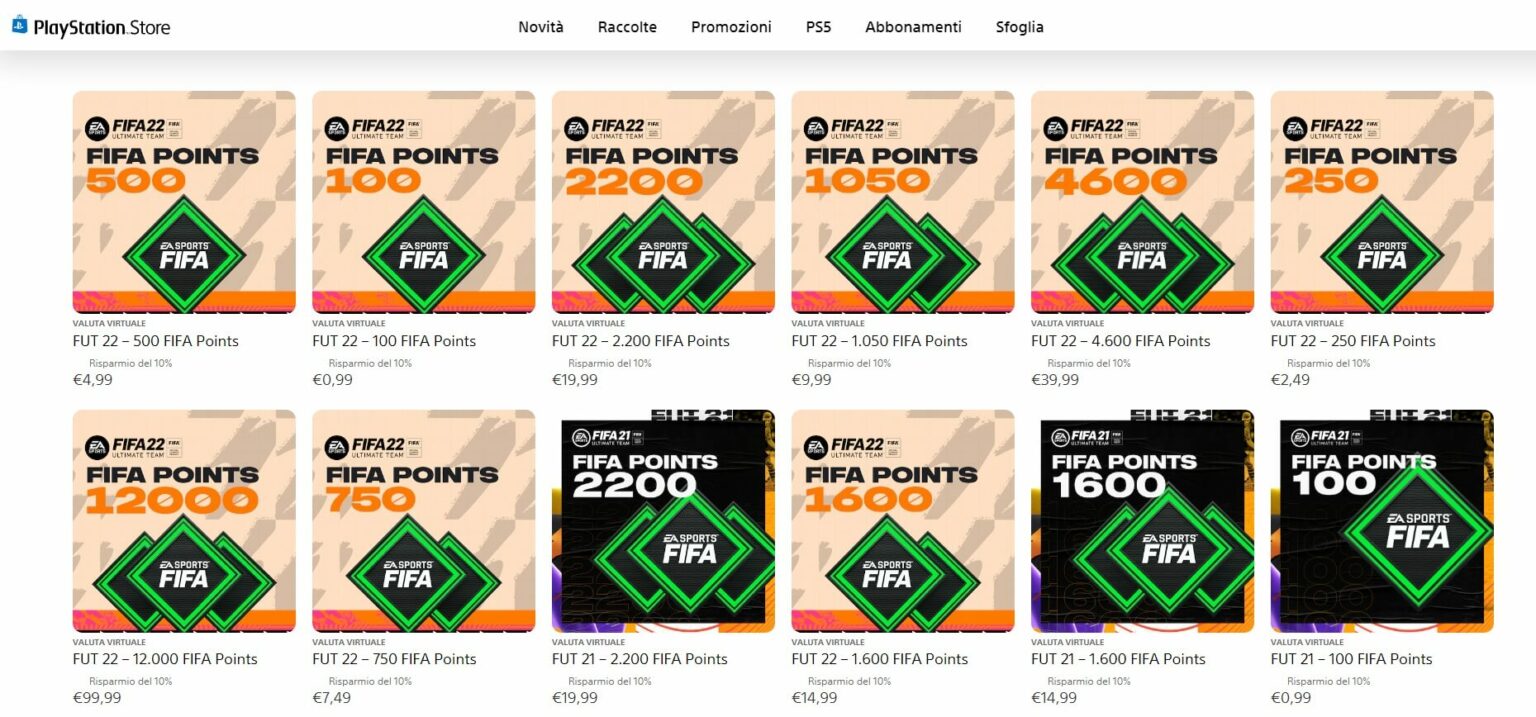 FIFA Points per FIFA 23 prezzi, tagli e offerte