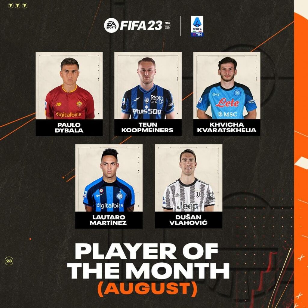 FIFA 23 POTM Serie A Tim: candidati di agosto