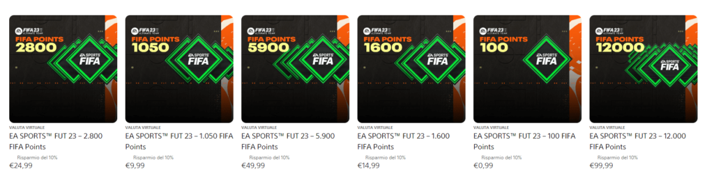 FIFA Points FUT 23 dal PSN Store